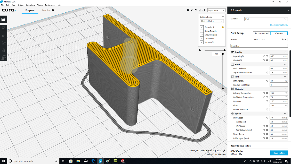 3D Printed Diving Fin Wall Mounts