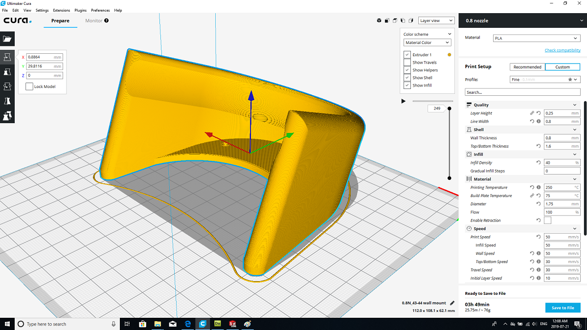 3D Printed Diving Fin Wall Mounts