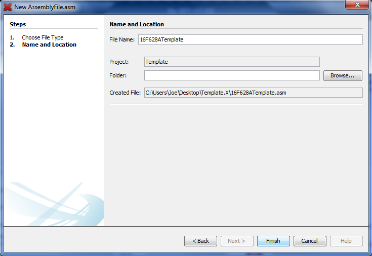 MPLAB X IDE - New Assembly File