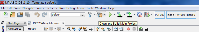MPLAB X IDE - Clean and Build Main Project