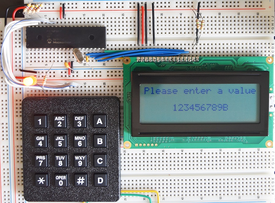 16F887, Keypad and Character LCD