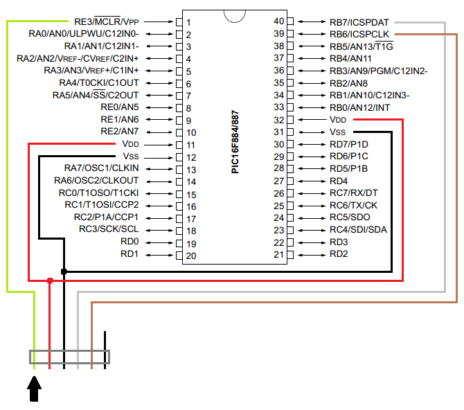 16F887 Programming ICSP Header