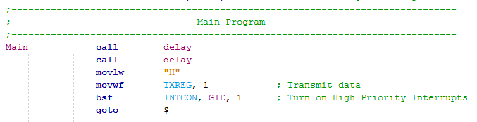 18 Series Microchip - Assembly Program Example