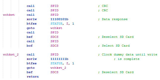 SD Card SPI Singe Block Write Program