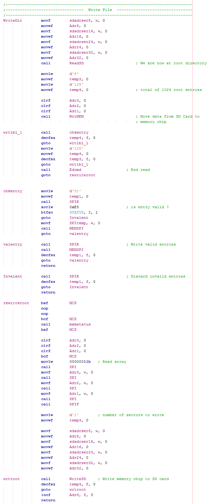 18 Series Microcontroller + SD Card SPI