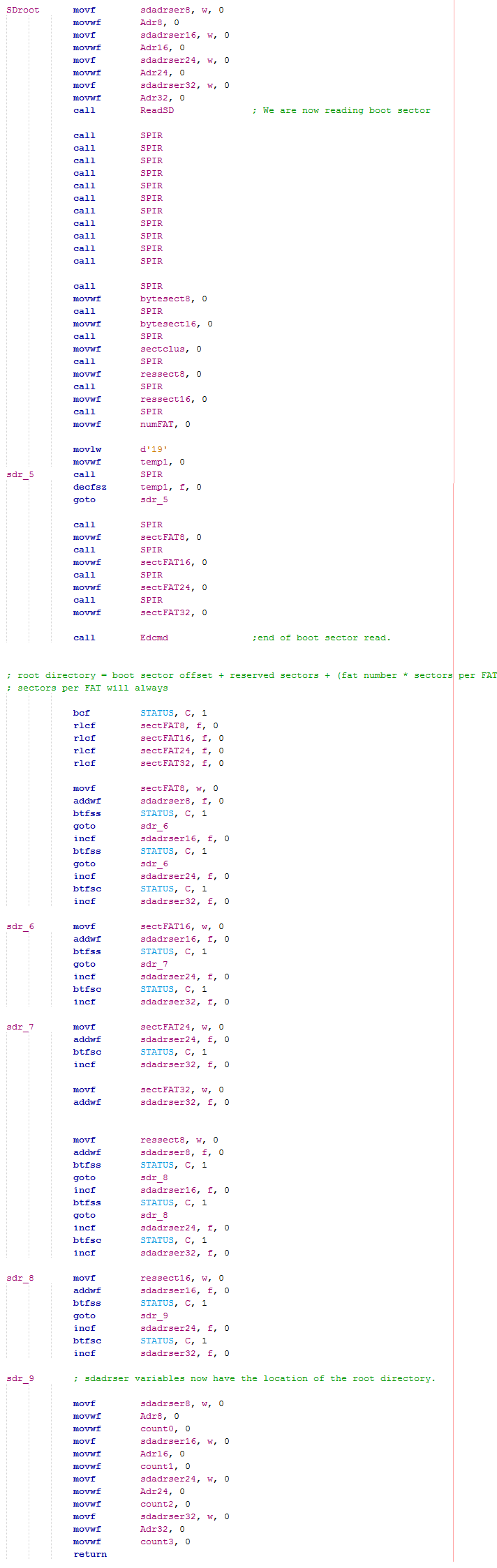 18 Series Microcontroller + SD Card SPI