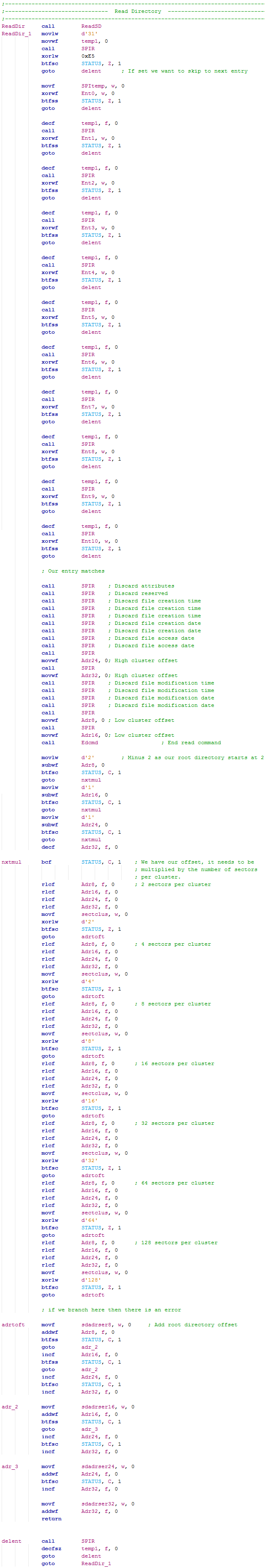 18 Series Microcontroller + SD Card SPI