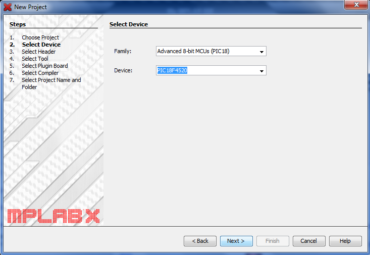 18 Series Microchip - MPLAB New Project
