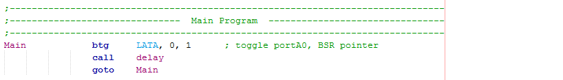 18 Series Microchip - Assembly Program Example