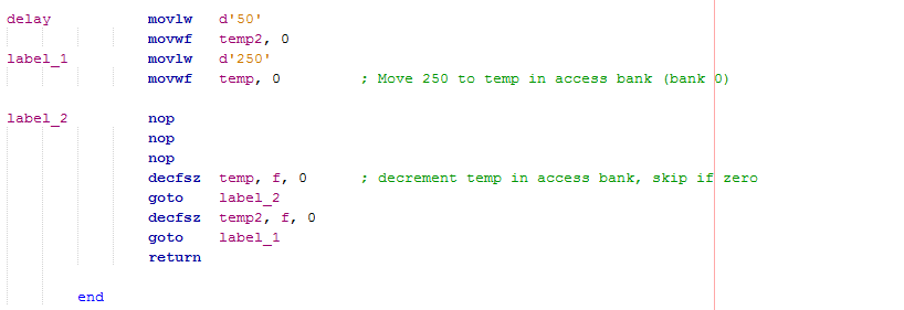 18 Series Microchip - Assembly Delay Program Example