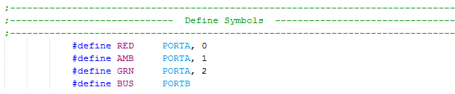 18 Series Microchip - Assembly Define Symbols Example