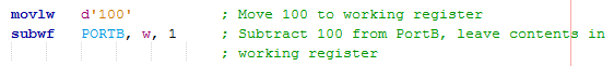 18 Series Microchip - Assembly Subtraction Program Example