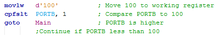 18 Series Microchip - Assembly Comparison Program Examples