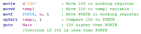 18 Series Microchip - Assembly Comparison Program Examples