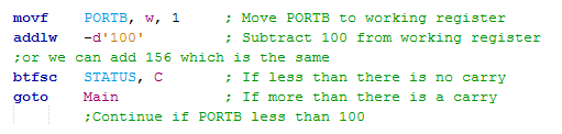 18 Series Microchip - Assembly Comparison Program Examples