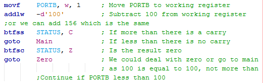 18 Series Microchip - Assembly Comparison Program Examples