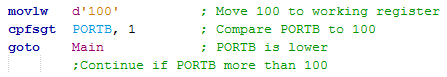 18 Series Microchip - Assembly Comparison Program Examples