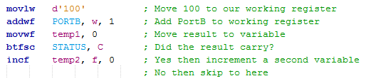 18 Series Microchip - Assembly Addition Program Example