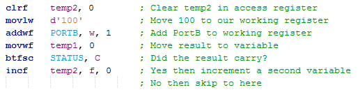 18 Series Microchip - Assembly Addition Program Example