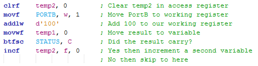 18 Series Microchip - Assembly Addition Example Program