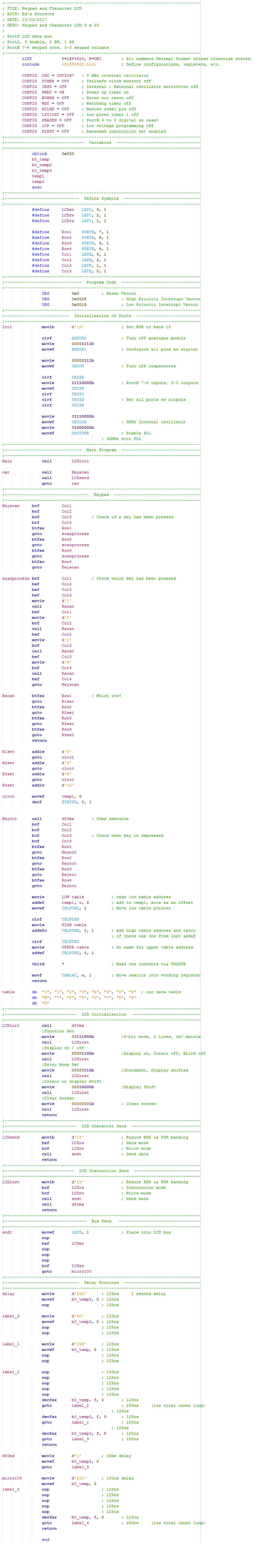 18 Series Microchip - Assembly Program Example