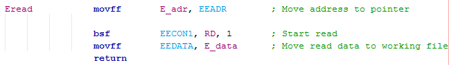 18 Series Microchip - Assembly EEPROM Read Program Example