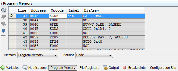 MPLAB - Simulation - Program Memory