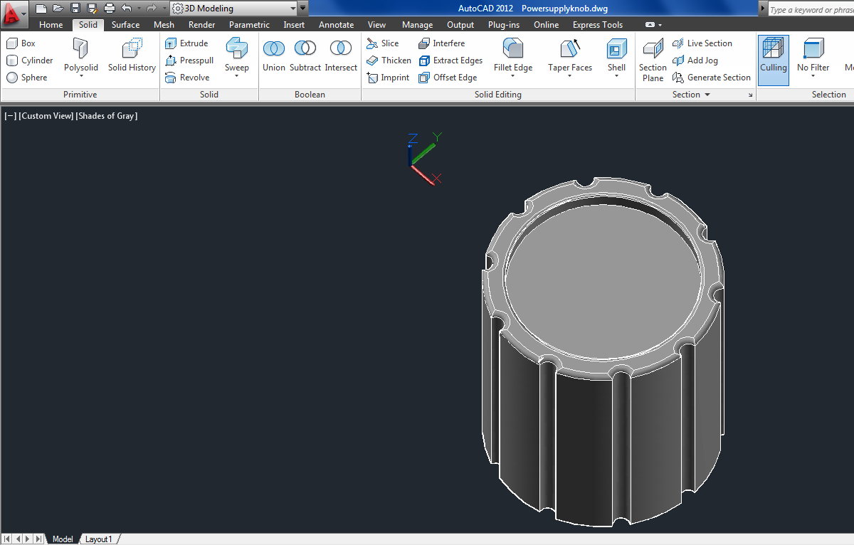 AutoCAD 3D - Voltage Control Knob Design