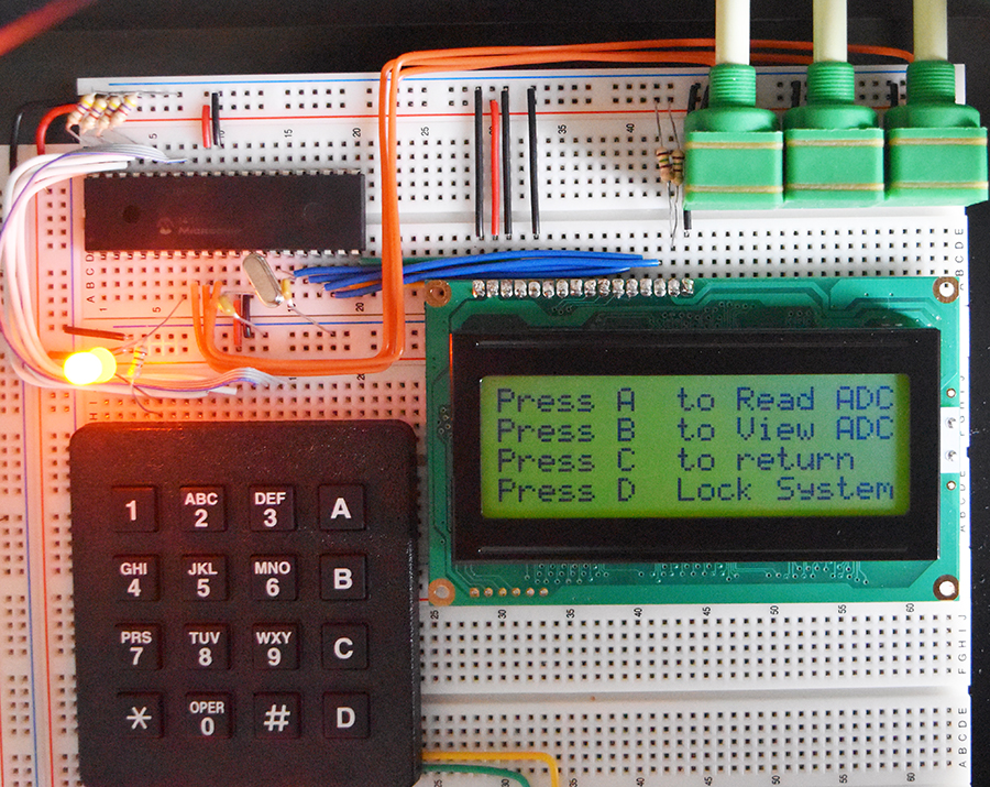 16F887 Reading Analogue, Keypad and Display on LCD