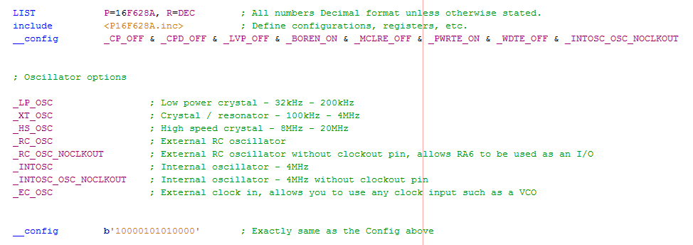 16 Series Microchip - Assembly Configuration Examples