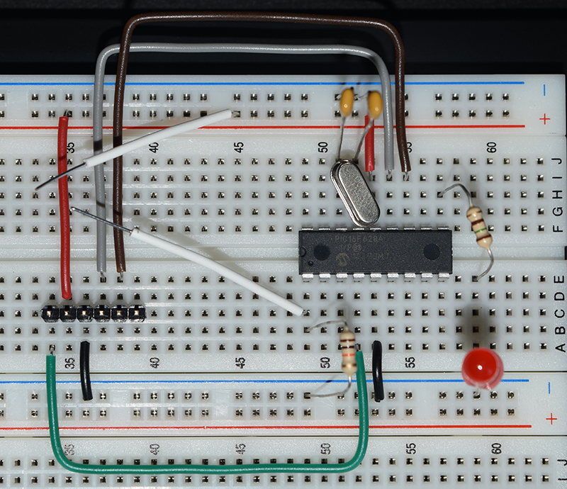 Flashing LED Circuit on Breadboard