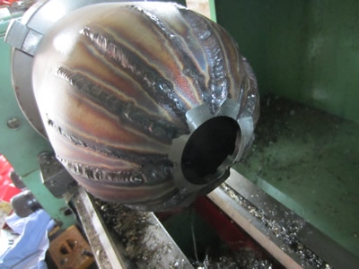 Nuclear Fusor - Boring out Vessel Dome in Lathe 