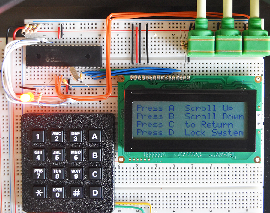 16F887 Controlling Keypad, LCD, ADC and a Timer