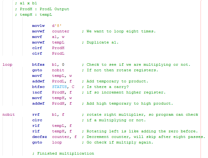 16 Series Microcontroller Assembly - Multiplication