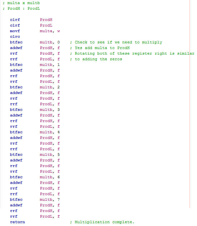 16 Series Microcontroller Assembly - Multiplication