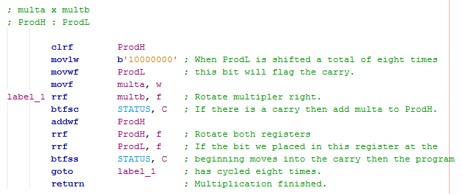 16 Series Microcontroller Assembly - Multiplication