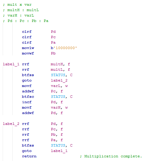 16 Series Microcontroller Assembly - Multiplication