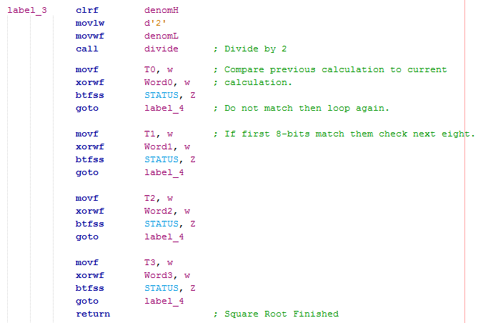 16 Series Microcontroller Assembly - Square Root