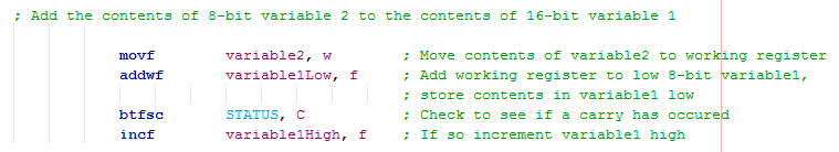 16 Series Microcontroller Assembly - Addition