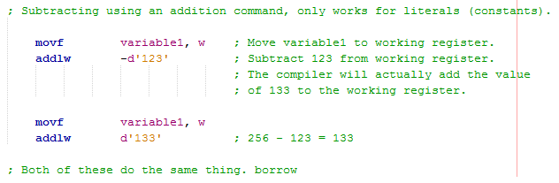 16 Series Microcontroller Assembly - Subtraction