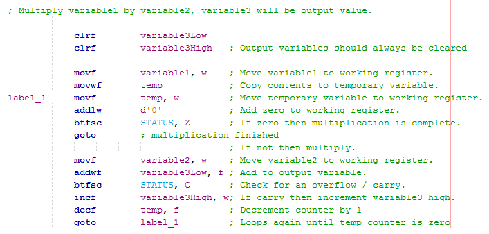 16 Series Microcontroller Assembly - Multiplication