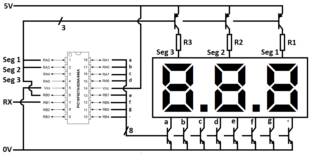 LED Display Multiplexing - Circuit Diagram