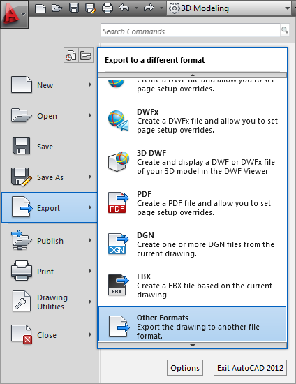 AutoCAD export STL file