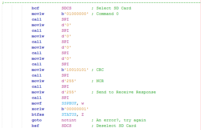 SD Card Assembly 16 Series Microcontroller Initialisation Procedure