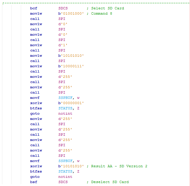 SD Card Assembly 16 Series Microcontroller Initialisation Procedure