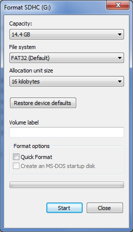 Formatting an SD Card to FAT32