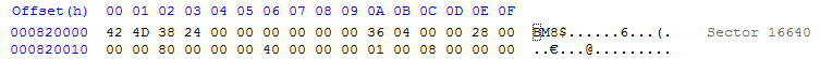 BMP File Header in Hex Editor