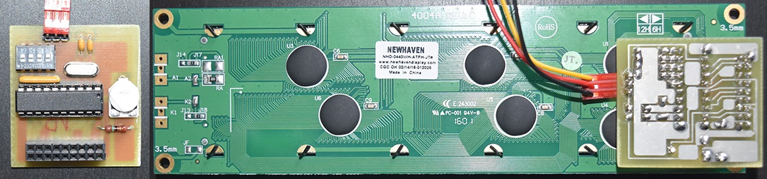 Asynchronous Serial Character LCD -  project PCB complete and fixed to display