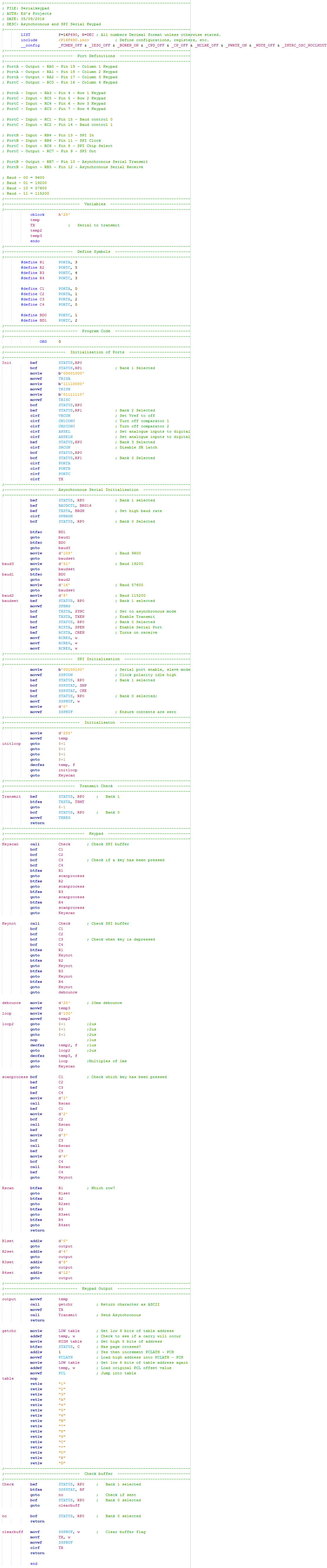 Serial Keypad - assembly program