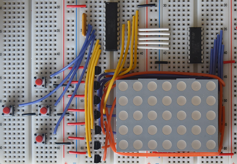 LED Dot Matrix Snake Game - Breadboard Prototype